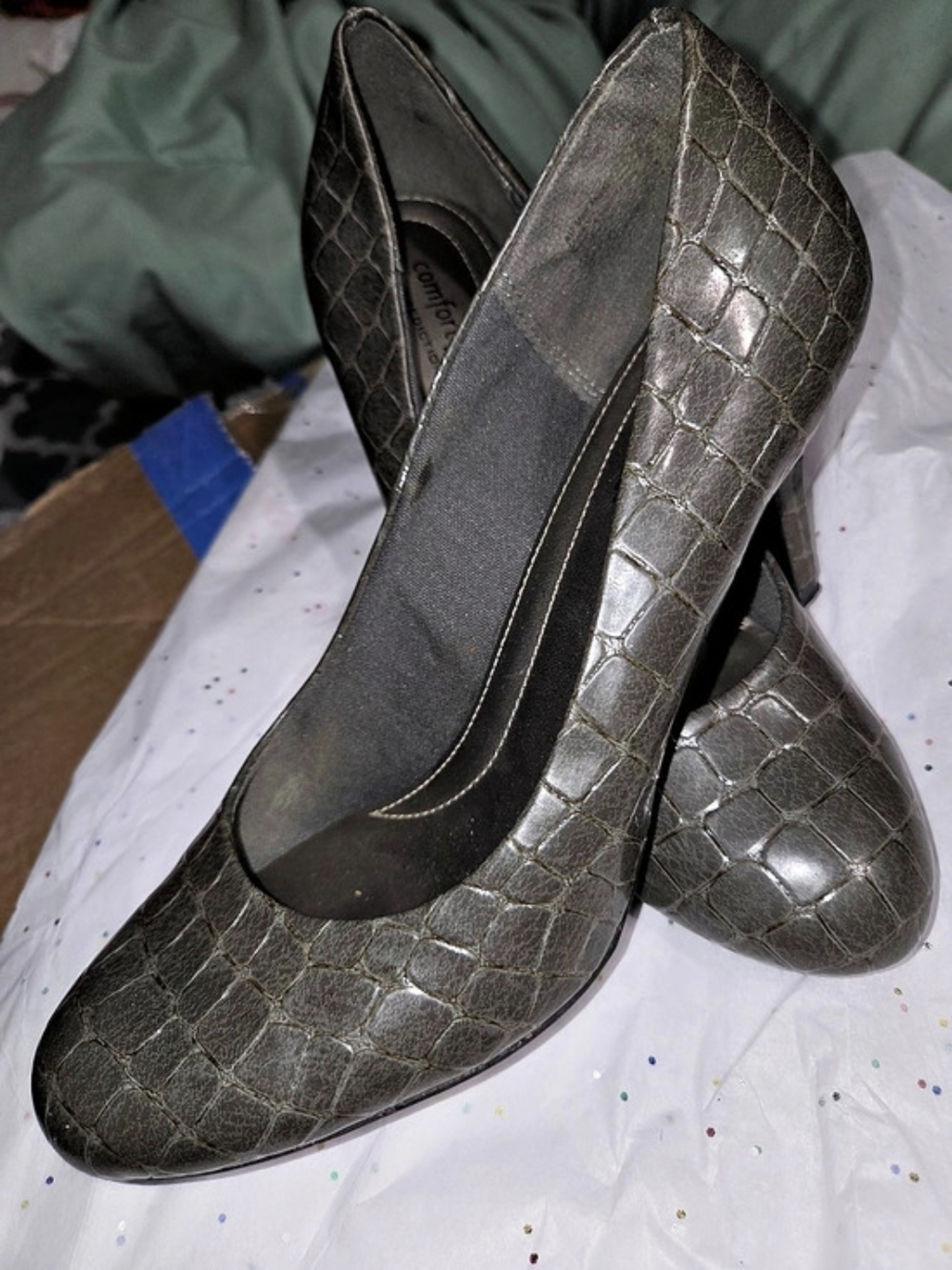 Steve Madden Crocodile-Embossed Heels in Black